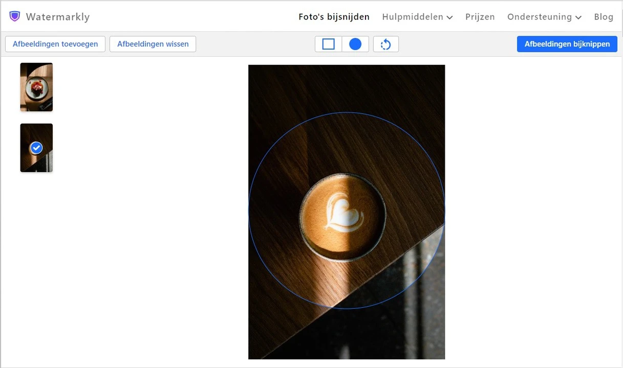 foto bijsnijden in cirkel
